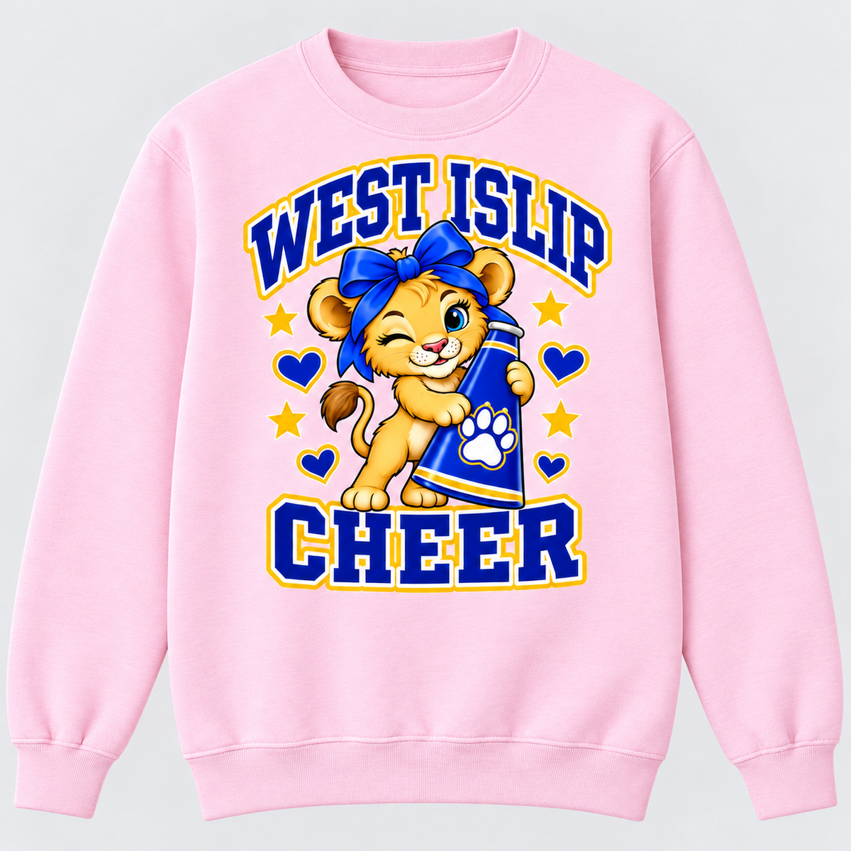 West Islip Cheer Megaphone Little Lion crewneck sweatshirt in Pink