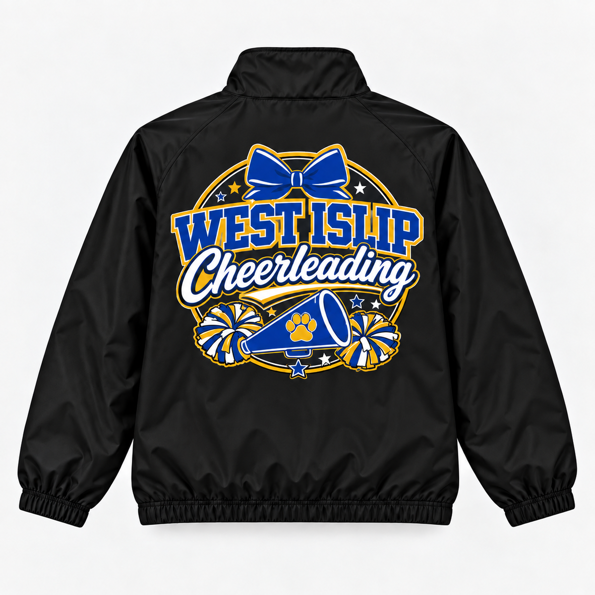Black West Islip Cheerleading Quarter-Zip Windbreaker Back