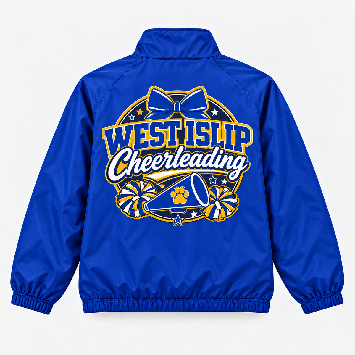 Royal Blue West Islip Cheerleading Quarter-Zip Windbreaker Back
