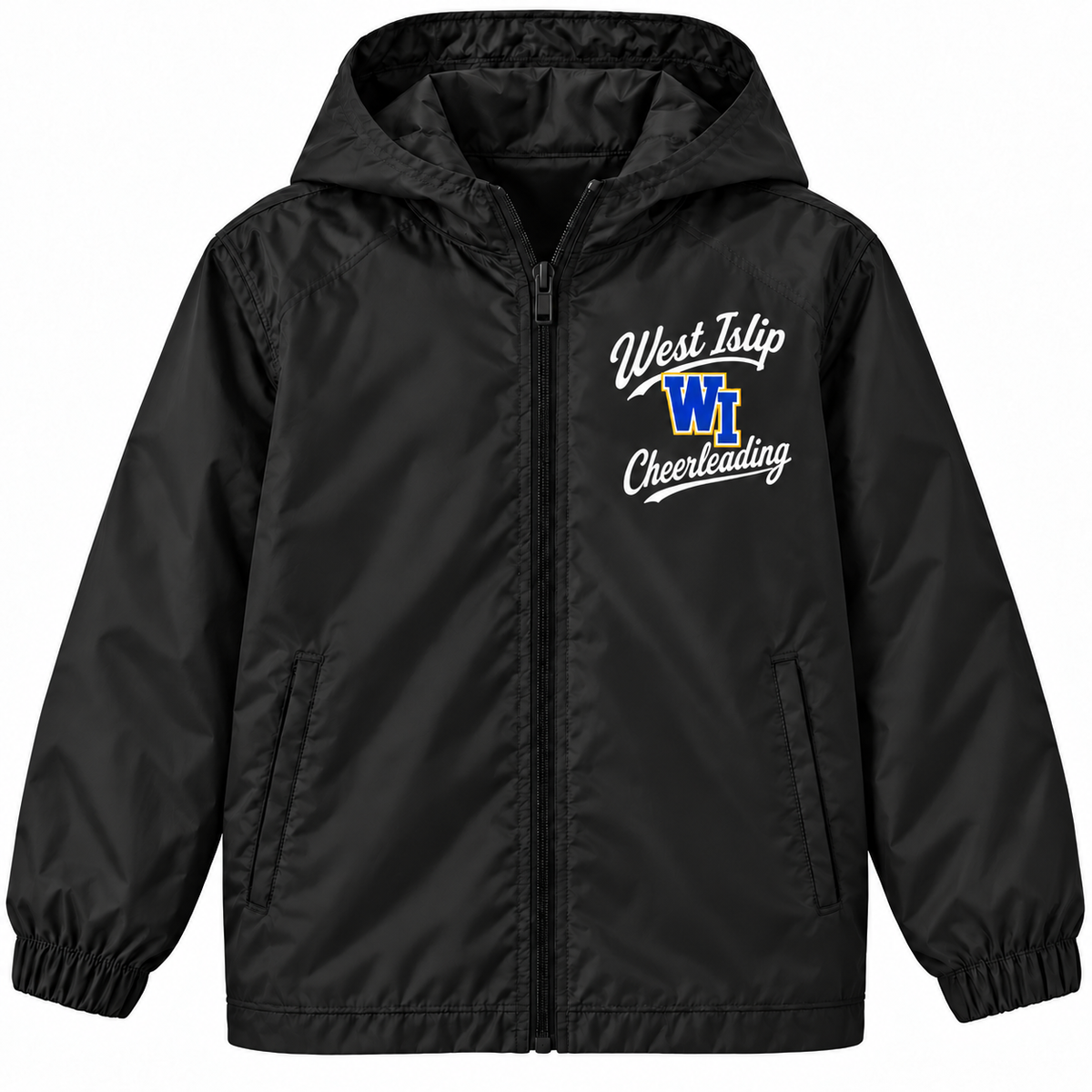 West Islip Cheer youth Collegiate Script full-zip windbreaker in Black