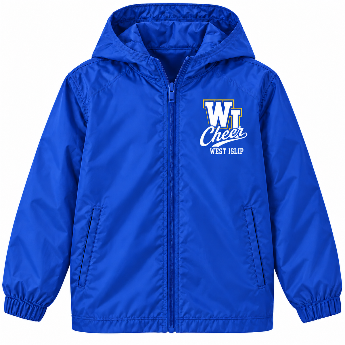 West Islip Cheer youth Varsity Cheer full-zip windbreaker in Royal Blue