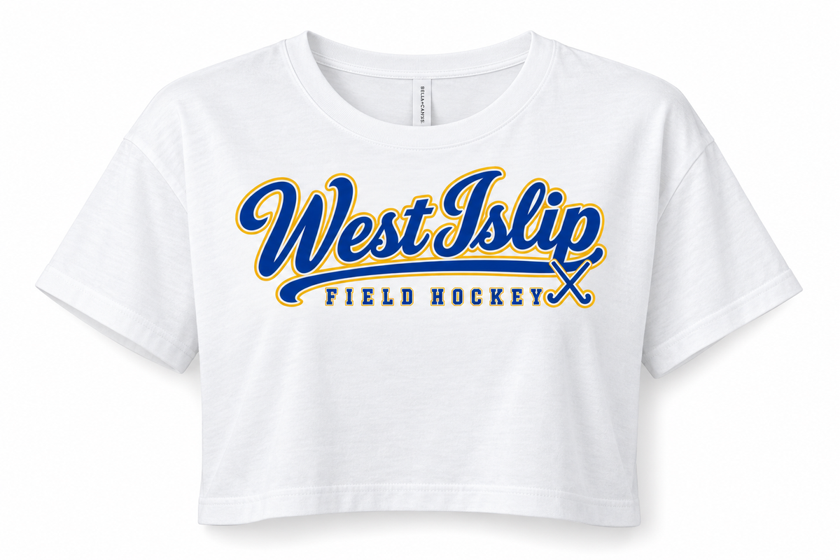 West Islip Field Hockey Heritage Script Women's Boxy Tee in White
