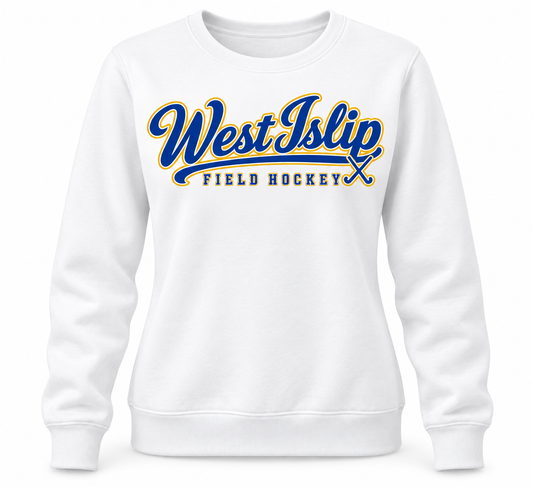 West Islip Field Hockey Heritage Script Classic Crewneck in White