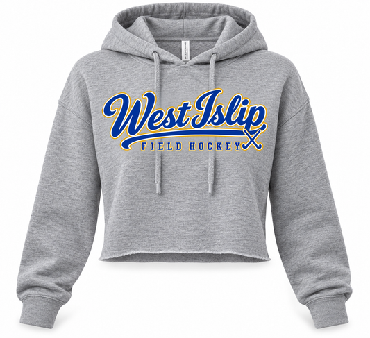West Islip Field Hockey Heritage Script Women's Cropped Hoodie in Heather Gray