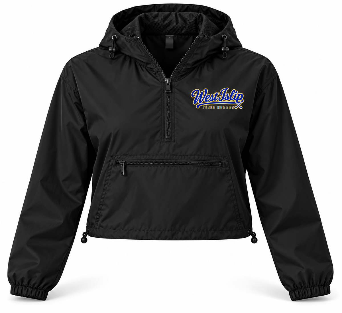 West Islip Field Hockey Heritage Script Women's Crop Windbreaker in Black