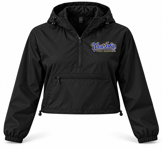 West Islip Field Hockey Heritage Script Women's Crop Windbreaker in Black