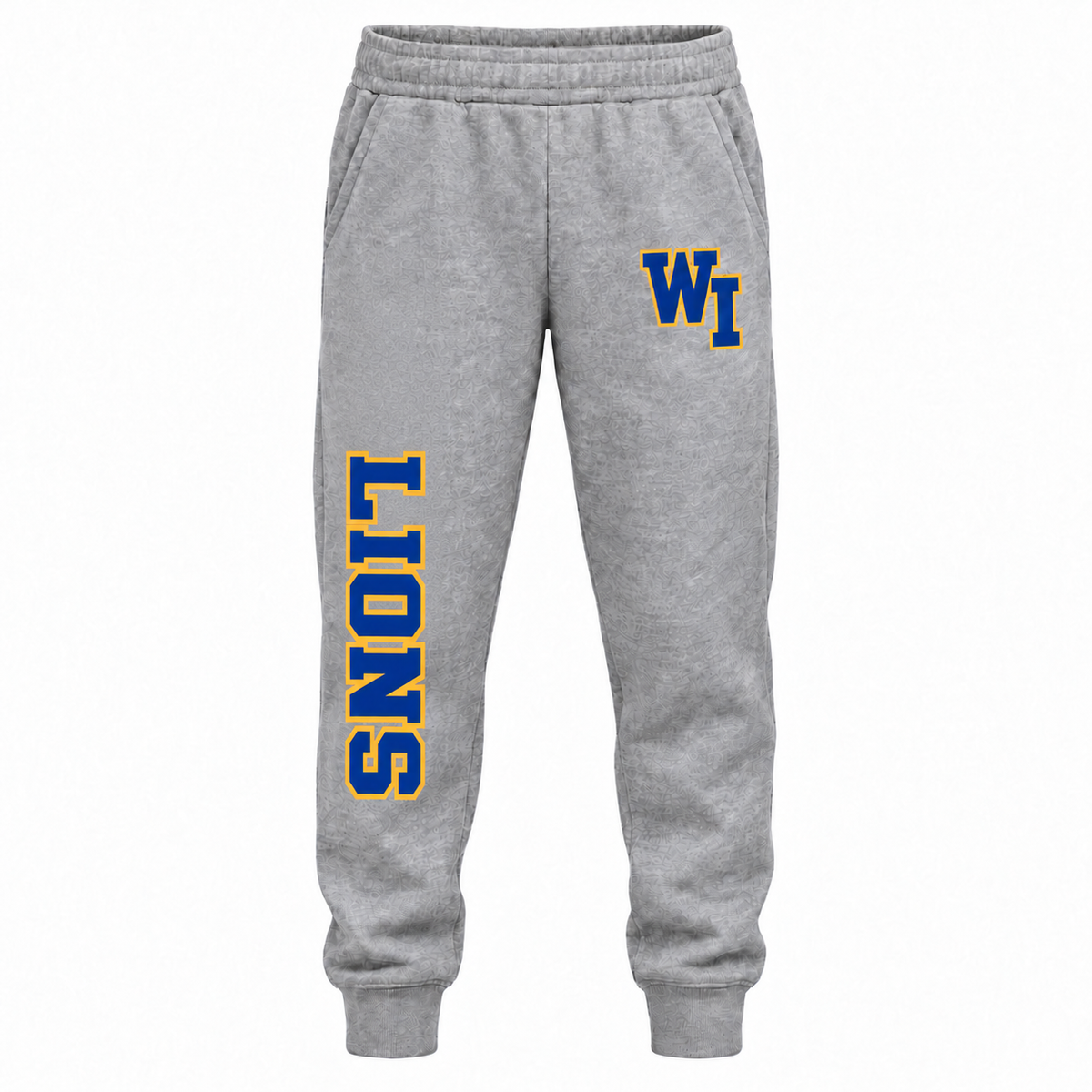 West Islip Lions Varsity Youth Joggers - Heather Gray with slim lower-leg LIONS print