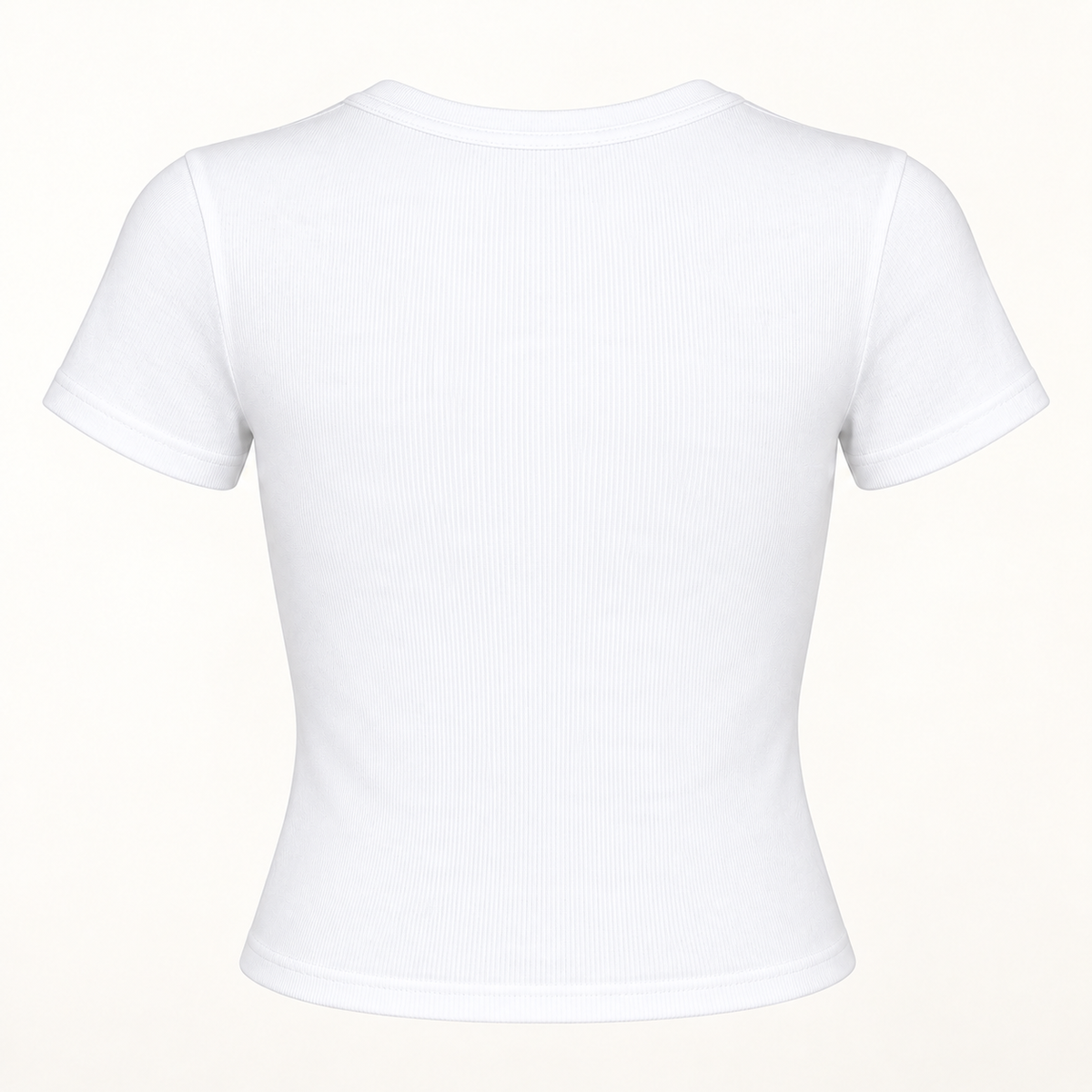 Undecorated white micro-rib baby tee back