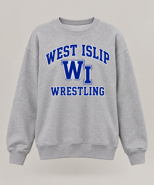 West Islip Wrestling Women's Relaxed Varsity Crewneck Sweatshirt in Heather Gray