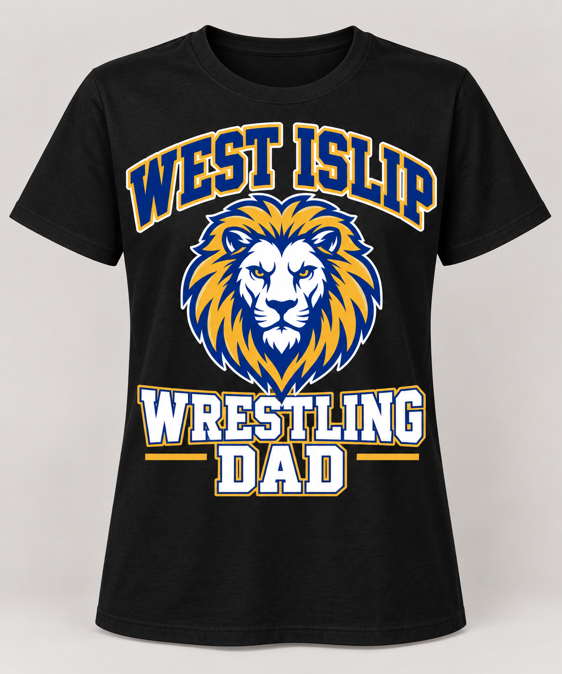 West Islip Wrestling Dad Lion Crest T-Shirt in Black