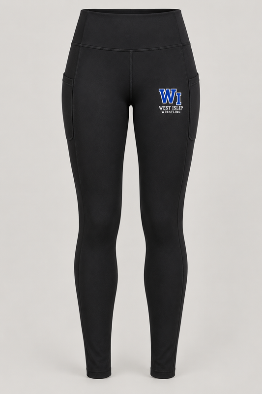 West Islip Wrestling Women's High-Waisted Pocket Leggings in Black