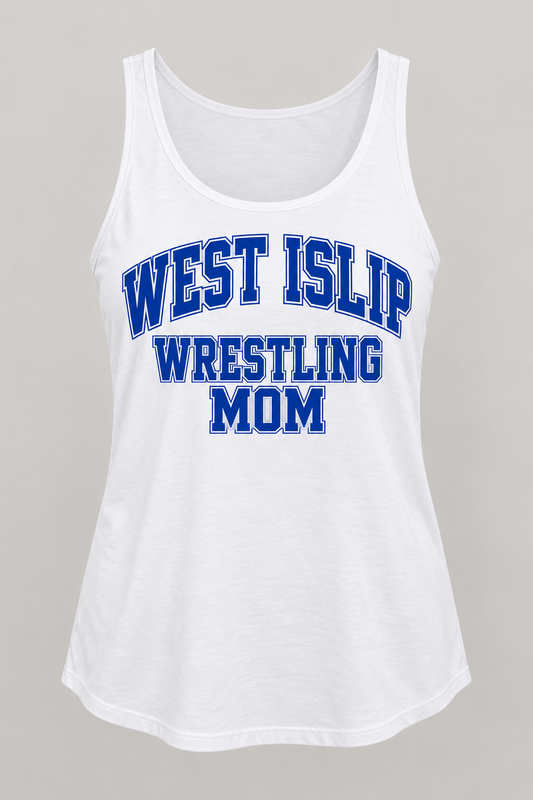 West Islip Wrestling Mom Relaxed Tank Top in White
