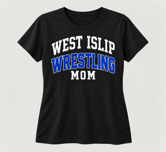 West Islip Wrestling Mom Varsity Relaxed T-Shirt in Black