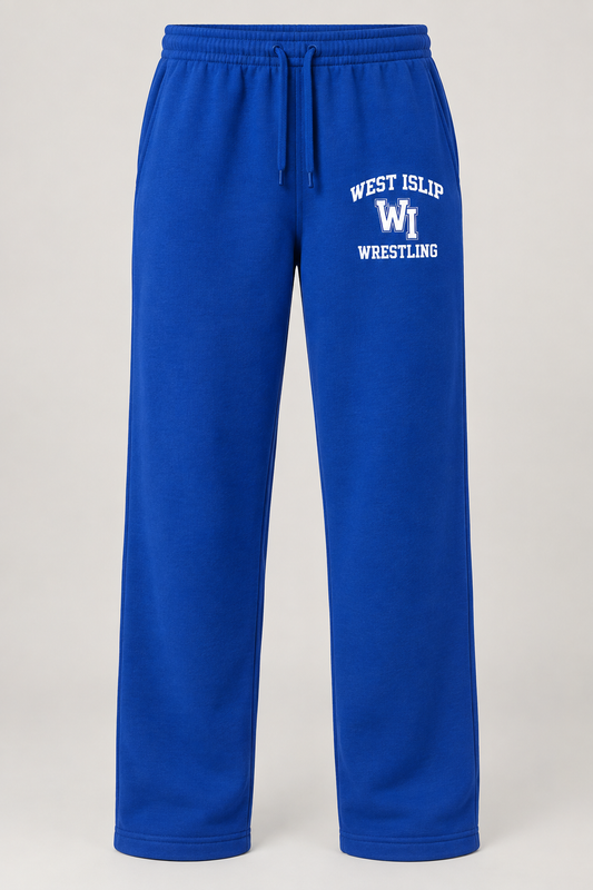 West Islip Wrestling Varsity Open-Bottom Sweatpants in Royal Blue