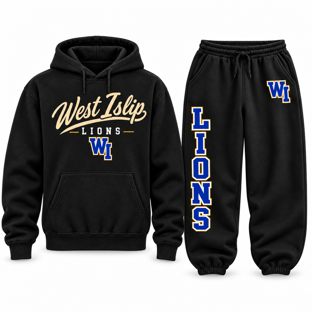 West Islip Lions Hoodie and baggy sweatpants set