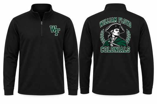 William Floyd Colonials Varsity Quarter-Zip — Black front and back