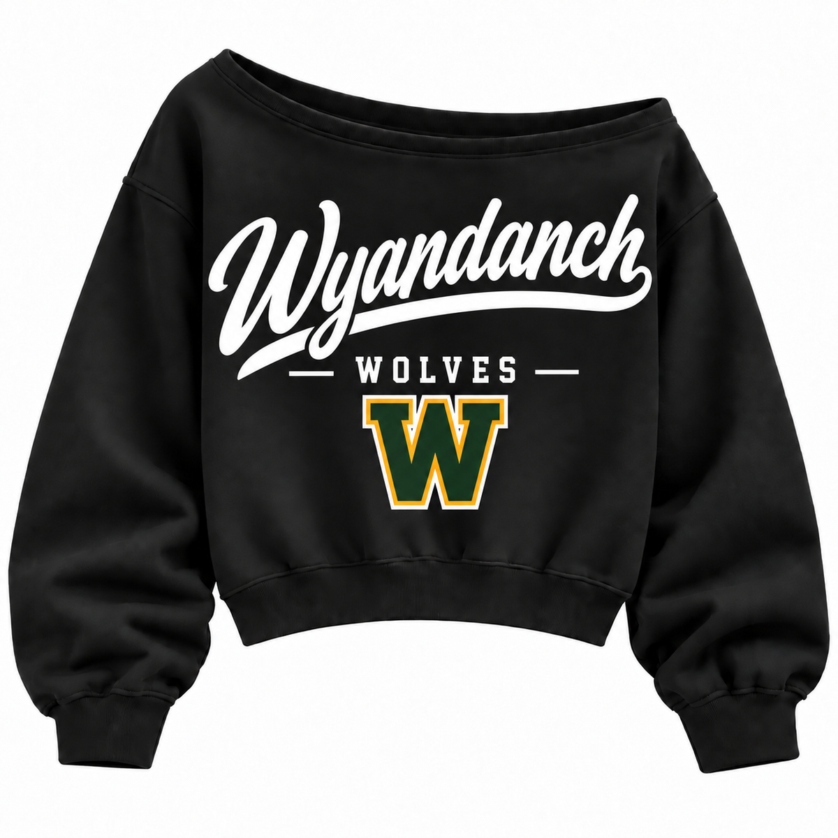 Wyandanch Wolves off-shoulder sweatshirt in black