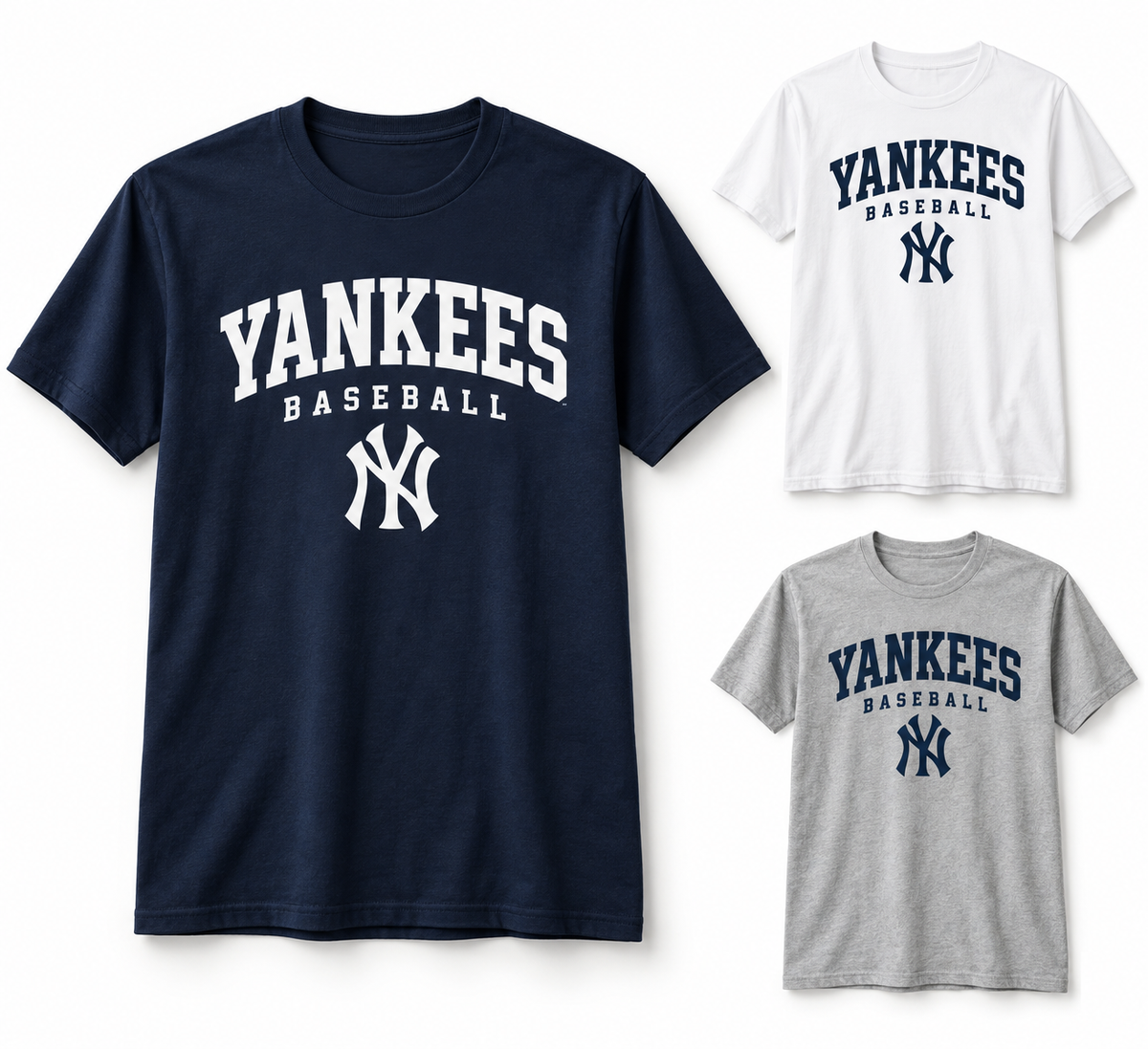 Yankees Baseball Original T-Shirt — navy, white and sport gray
