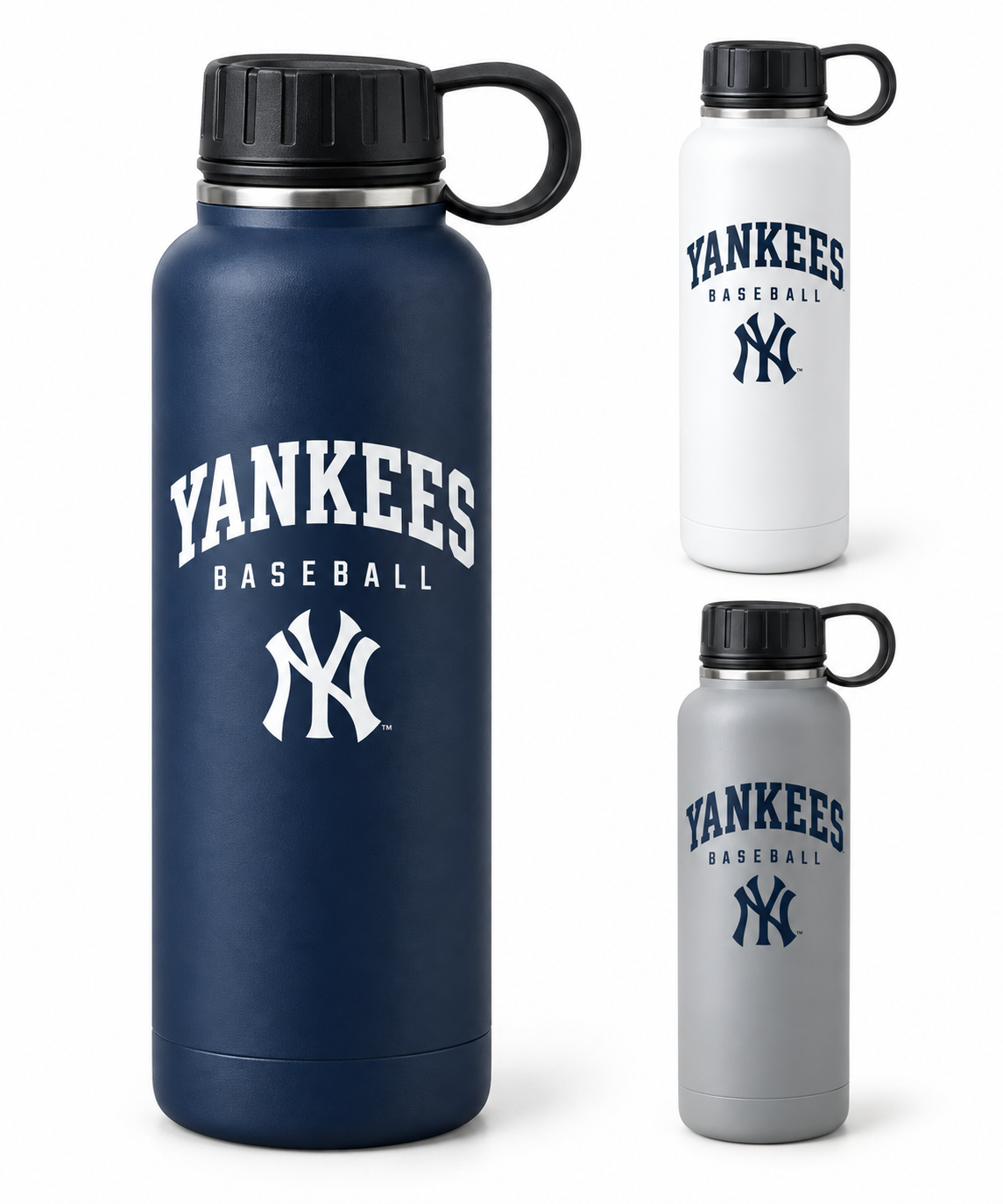 New York Yankees Baseball Original 24 oz Water Bottle — Navy, White, Gray