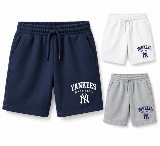 New York Yankees Baseball Original Unisex Fleece Sweat Shorts — Navy, White, Sport Gray