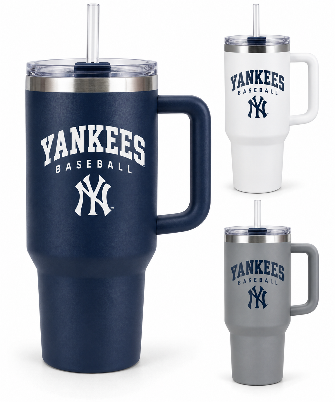 New York Yankees Baseball Original 40 oz Handled Tumbler — Navy, White, Gray