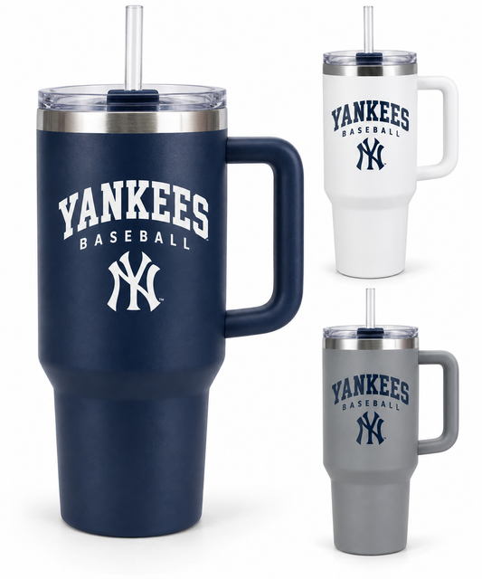 New York Yankees Baseball Original 40 oz Handled Tumbler — Navy, White, Gray
