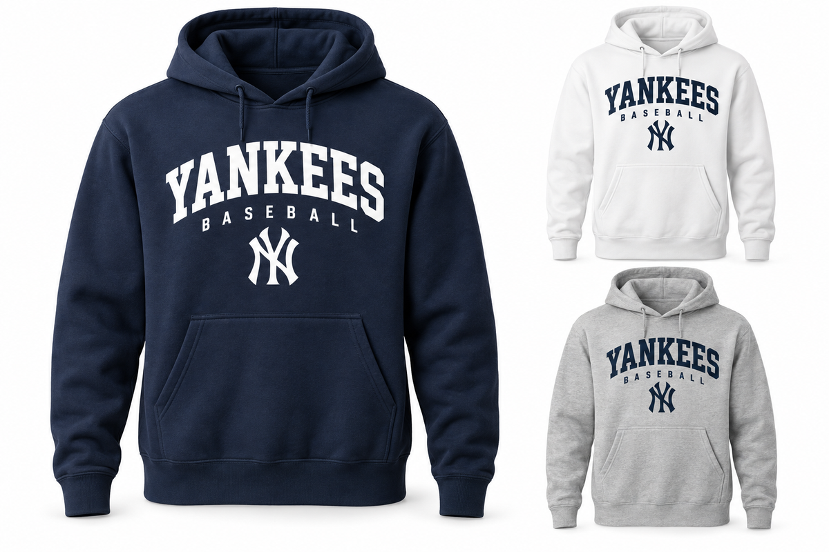 New York Yankees Baseball Original Unisex Pullover Hoodie — Navy, White, Sport Gray