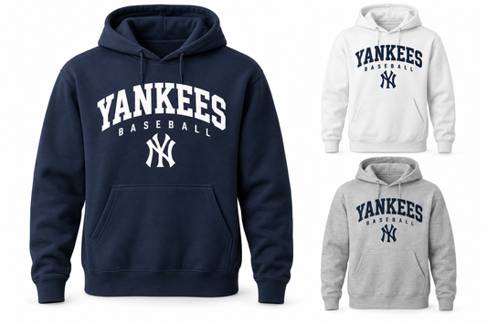 New York Yankees Baseball Original Unisex Pullover Hoodie — Navy, White, Sport Gray