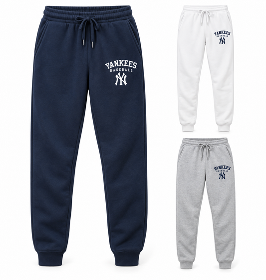 New York Yankees Baseball Original Unisex Fleece Joggers — Navy, White, Sport Gray