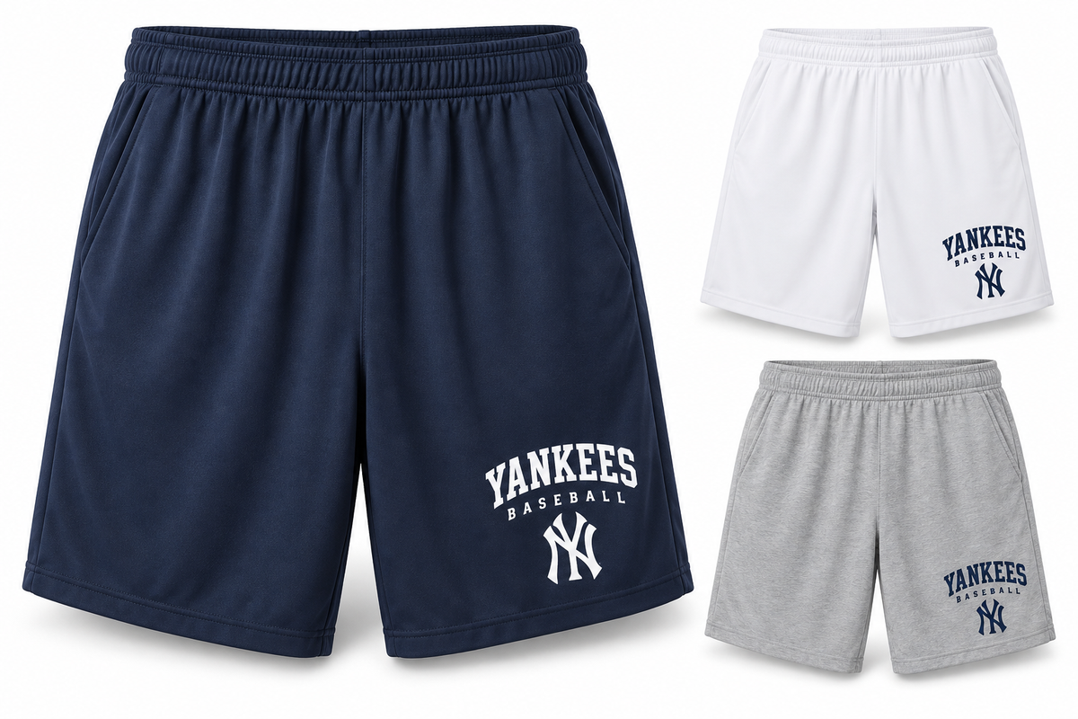 New York Yankees Baseball Original Unisex Athletic Shorts — Navy, White, Sport Gray