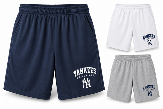 New York Yankees Baseball Original Unisex Athletic Shorts — Navy, White, Sport Gray