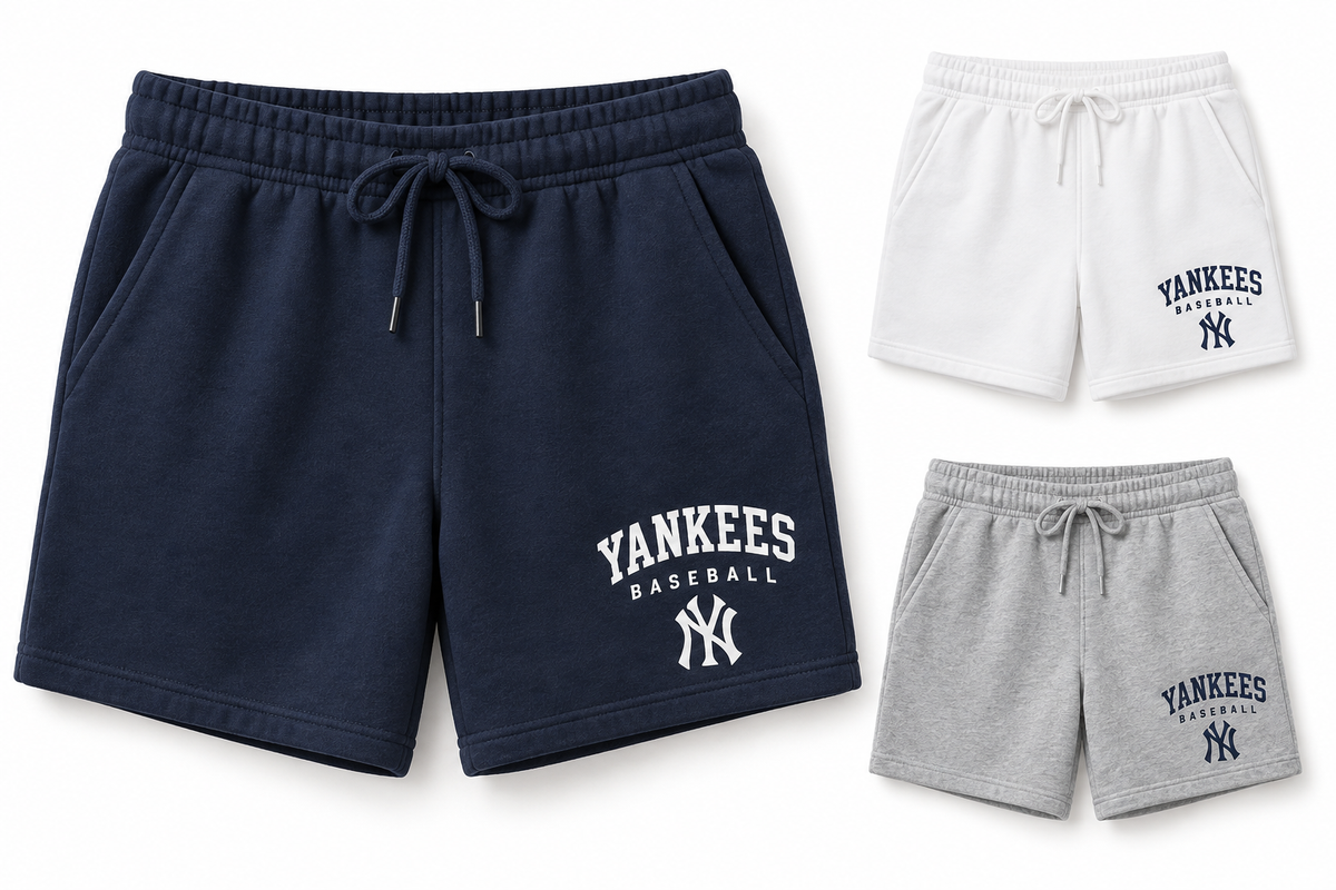 New York Yankees Baseball Original Women's Lounge Shorts — Navy, White, Sport Gray
