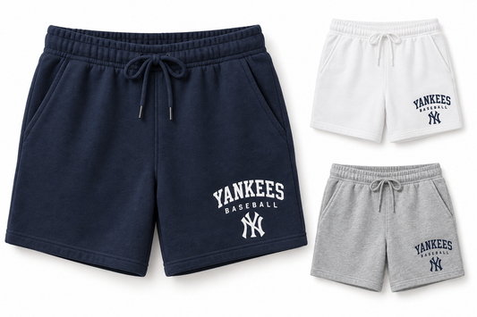 New York Yankees Baseball Original Women's Lounge Shorts — Navy, White, Sport Gray