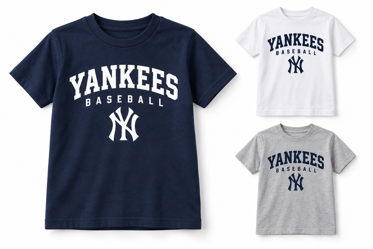 New York Yankees Baseball Original Youth T-Shirt — Navy, White, Sport Gray