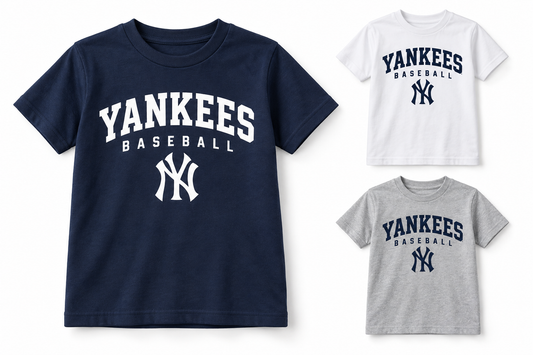 New York Yankees Baseball Original Youth T-Shirt — Navy, White, Sport Gray