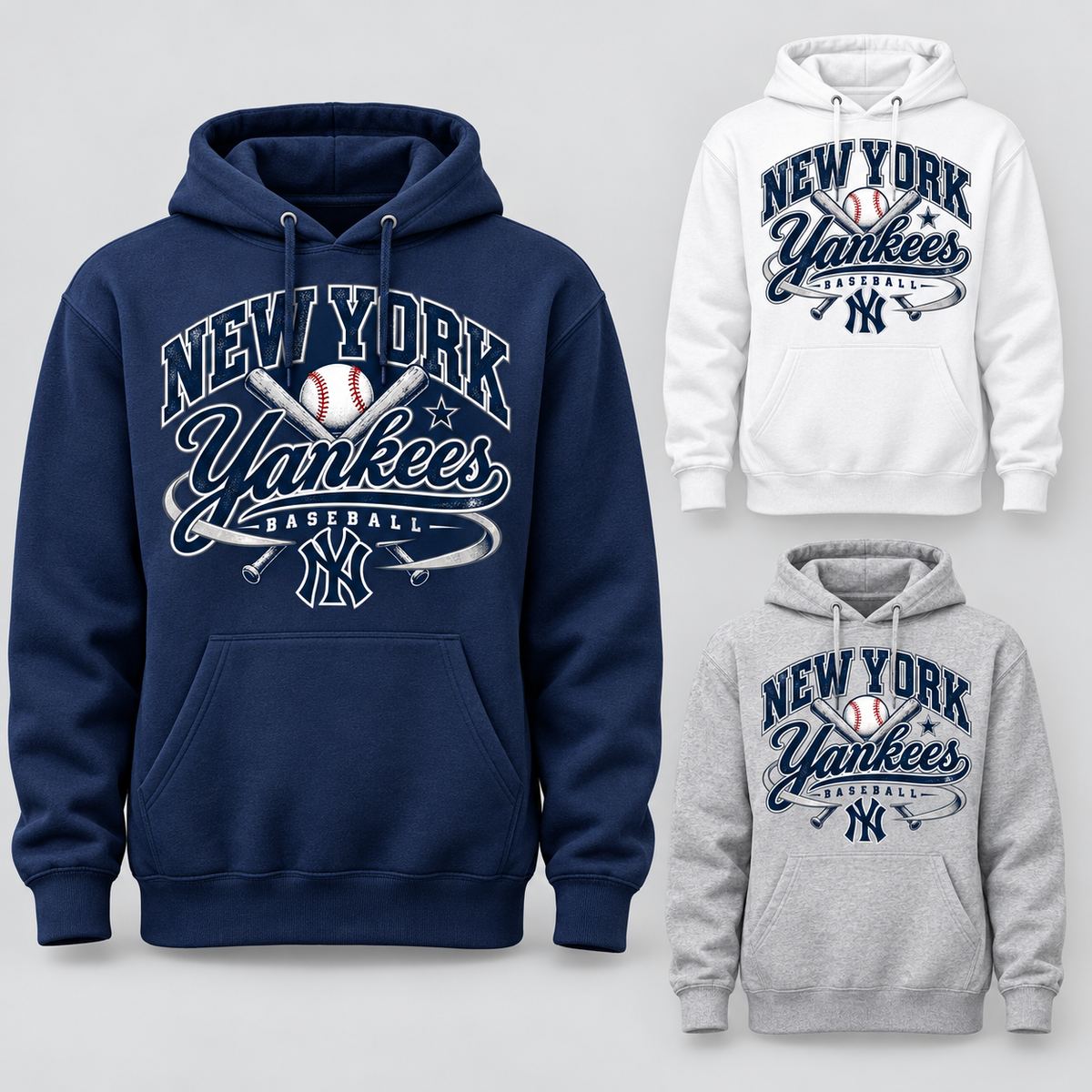 New York Yankees Retro Remix Unisex Hoodie in Navy, White, Sport Gray