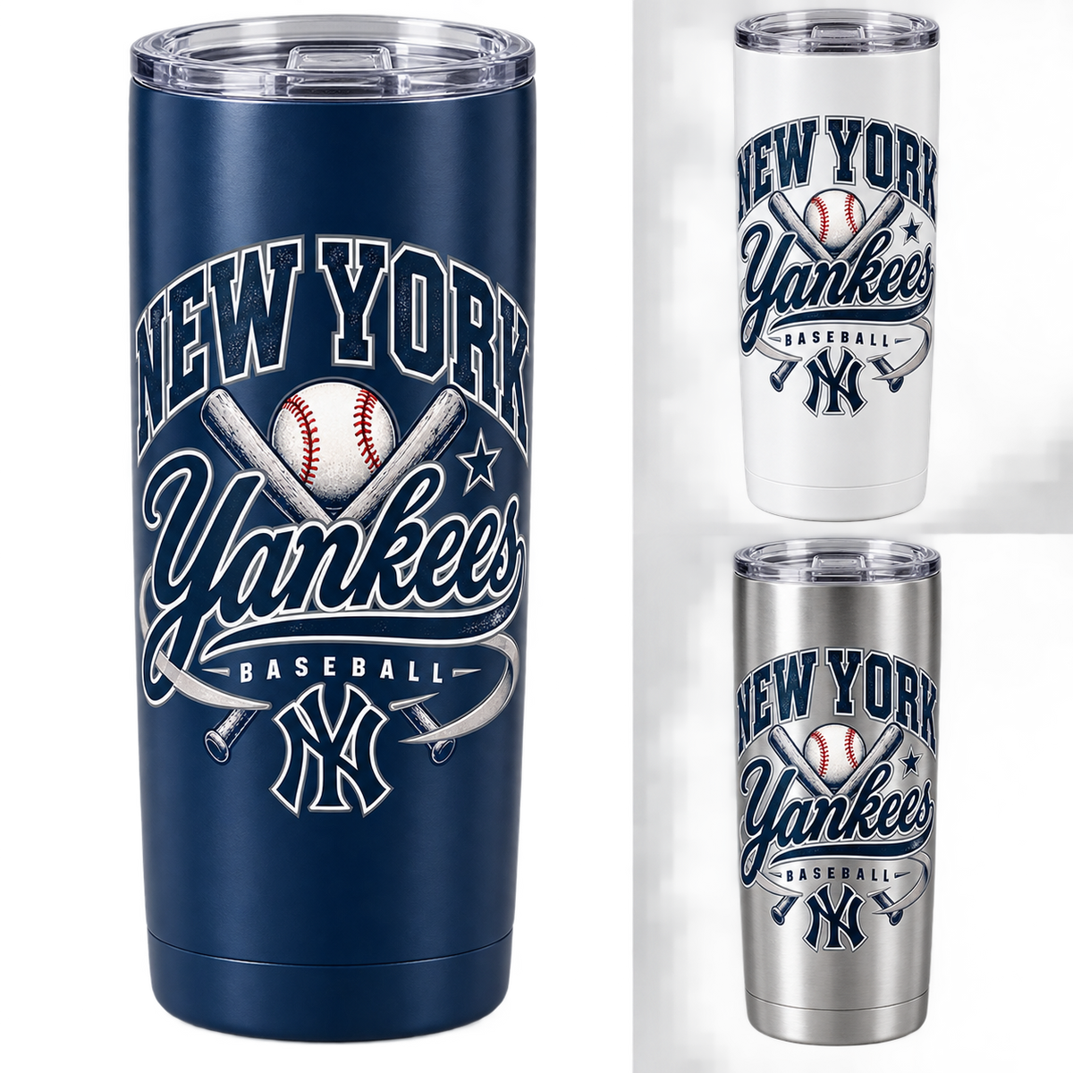 New York Yankees Retro Remix 20 oz Tumbler in Navy, White, Silver