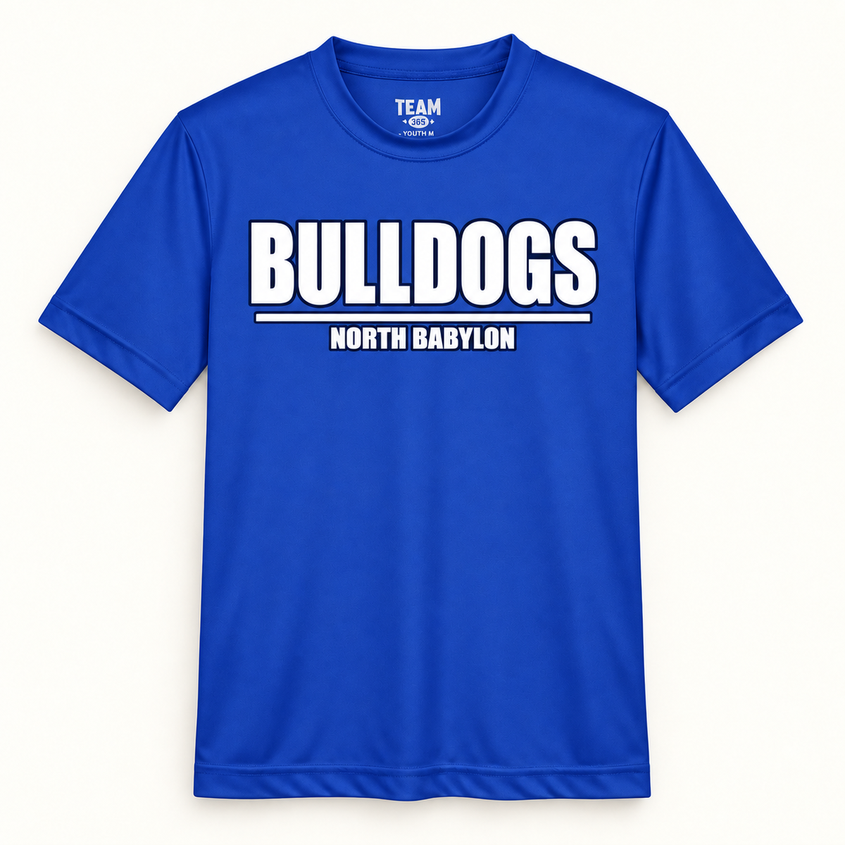 Youth North Babylon Bulldogs Performance T-Shirt in Sport Royal, front view