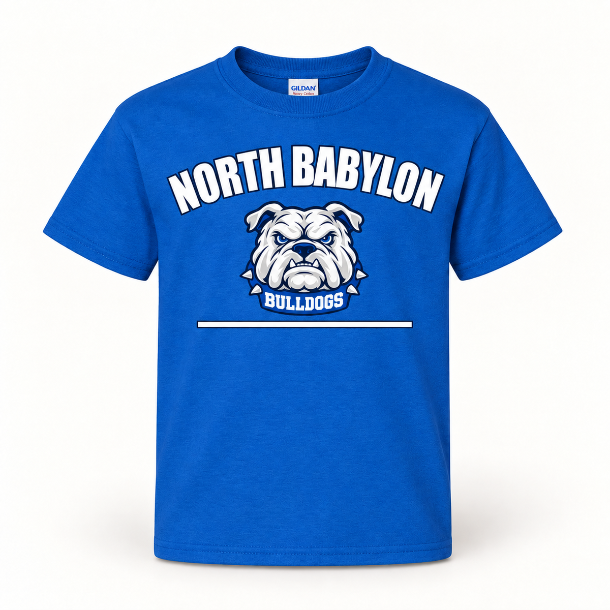Youth North Babylon Signature Bulldog T-Shirt in Royal, front view