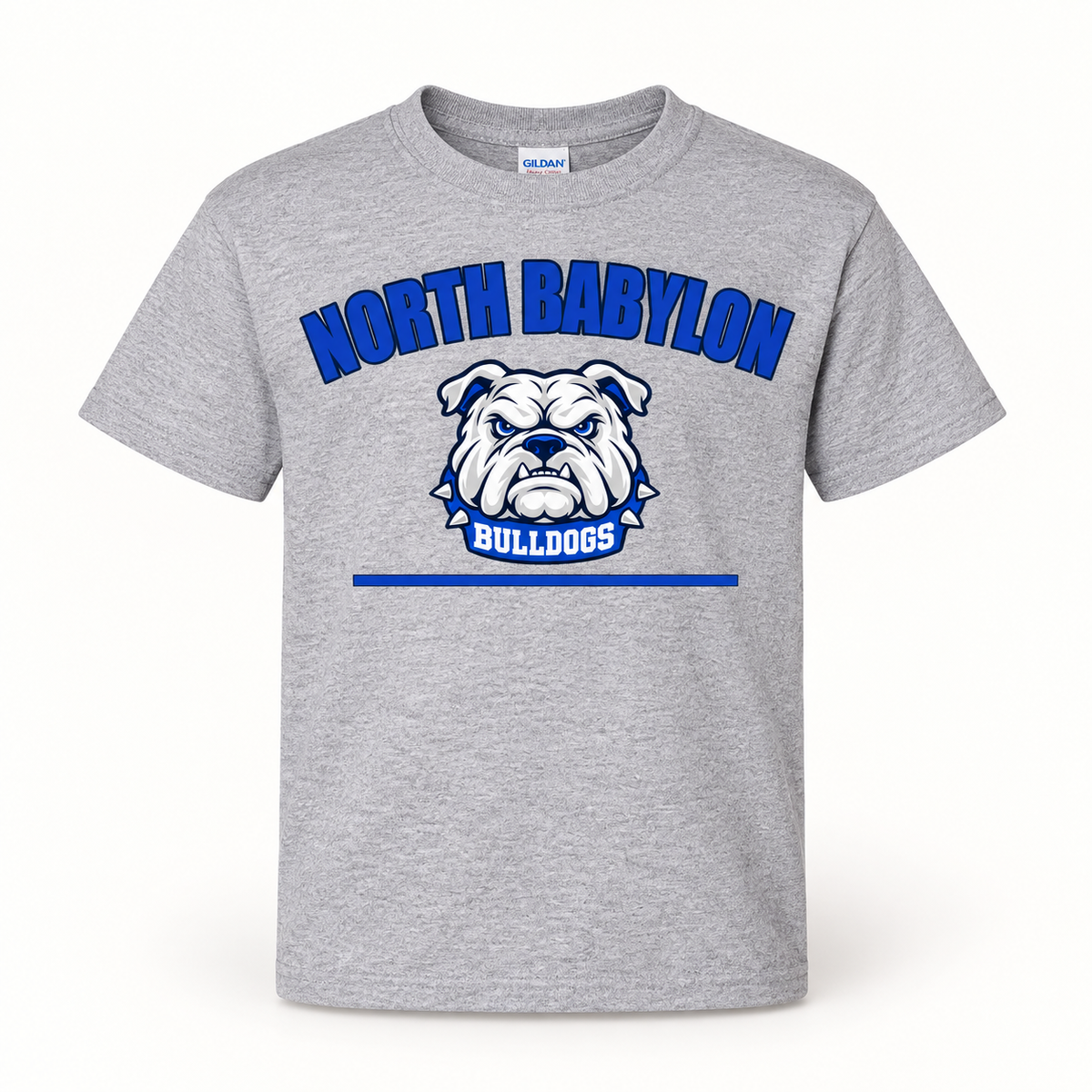 Youth North Babylon Signature Bulldog T-Shirt in Sport Grey, front view