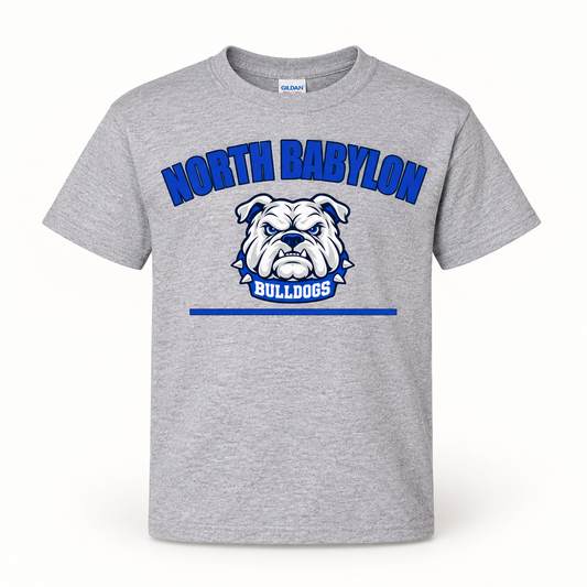 Youth North Babylon Signature Bulldog T-Shirt in Sport Grey, front view